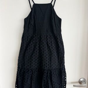 Loft Eyelet Black Sleeveless Dress 0P